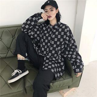 Long Sleeve Printed Shirt As Shown In Figure - One Size