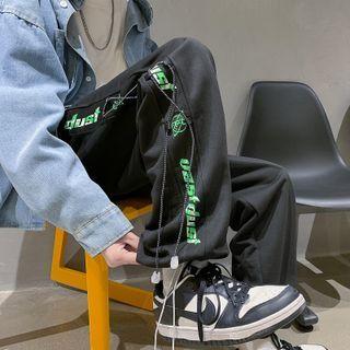 Lettering Print Lace Up Sweatpants