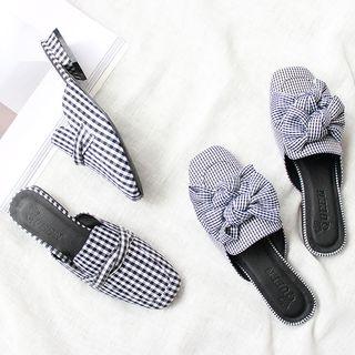 Bow Plaid Slide Loafers