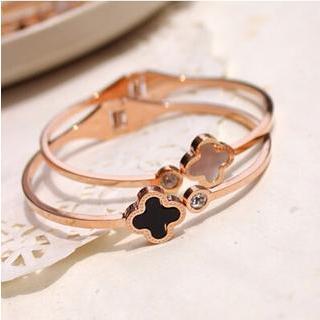 Rhinestone Four-leaf Clover Bangle