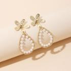 Alloy Flower Faux Pearl Drop Earring 1 Pair - Gold - One Size