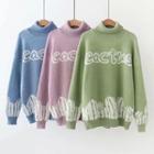 Turtleneck Cactus Patterned Sweater