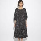Elbow-sleeve Splash Effect Midi Dress
