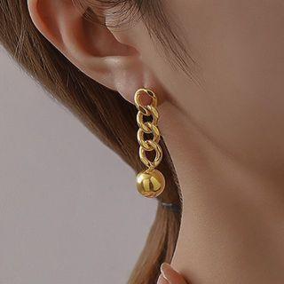 Bead Stainless Steel Dangle Earring 1 Pair - Gold - One Size