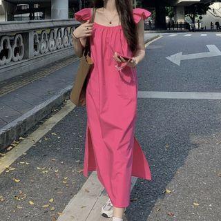 Sleeveless Midi Shift Dress Red - One Size