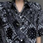 Patterned Shirt-sleeve Shirt Black - One Size