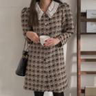 Lace-collar Buttoned Tweed Dress