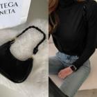 Two-way Croc-grain Hobo Bag Black - One Size