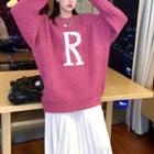 Lettering Round-neck Knit Sweater