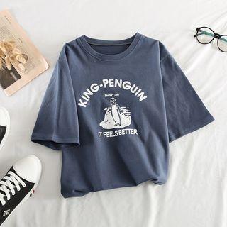 Short-sleeve Penguin Print T-shirt