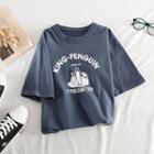 Short-sleeve Penguin Print T-shirt