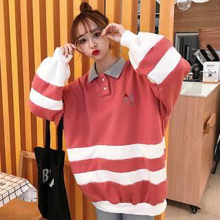 Embroidered Polo Neck Sweatshirt
