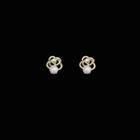 Flower Faux Pearl Earring 1 Pair - White & Gold - One Size