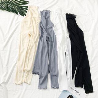 High-neck Ruffled-trim Chiffon Top