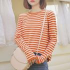 Striped Knit Top Tangerine - One Size
