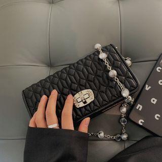 Rhinestone Chain Quilted Crossbody Bag