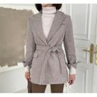 Single-button Slit-cuff Jacket With Sash