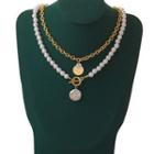 Double-layered Faux Pearl Necklace As Shown In Figure - One Size