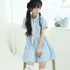 Shirtwaist Pleated Minidress & Tie Blue - One Size
