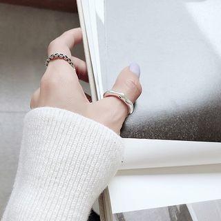 925 Sterling Silver Irregular Open Ring 1 Piece - Lettering - One Size