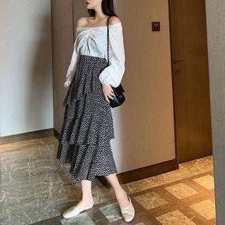 Floral Print Midi Tiered Skirt