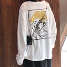 Long-sleeve Plain T-shirt / Midi A-line Skirt