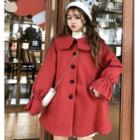 Plain Button Coat Red - One Size