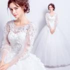 Long-sleeve Embellished Wedding Ball Gown