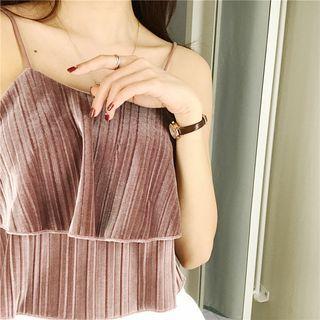 Spaghetti Strap Layered Velvet Top