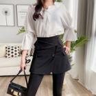 Mock Two-piece Cropped Skinny Pants