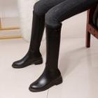 Faux Leather Low Heel Knee High Boots