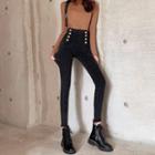 Washed Double-breasted Skinny Jeans