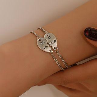 Best Friend Lettering Alloy Heart Bracelet 1 - K2608 - White - One Size