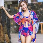 Set: Short-sleeve Cover-up + Bikini