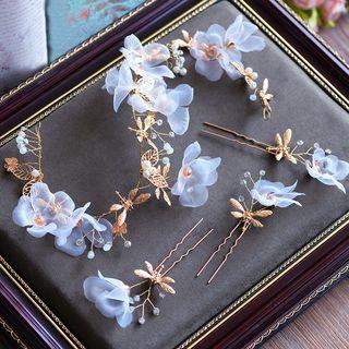 Bridal Flower Rhinestone Headpiece Set