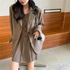 Plain Loose-fit Blazer / Sleeveless Dress