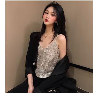 Spaghetti Strap Sequin Top