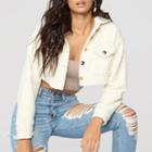 Collared Fleece Crop Jacket