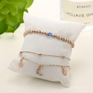Set: Star Anklet + Beaded Anklet 4982 - One Size