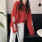 Long-sleeve Print-back Lettering T-shirt