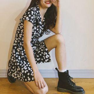 Floral Print Short-sleeve A-line Mini Dress