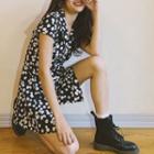 Floral Print Short-sleeve A-line Mini Dress