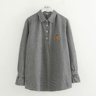 Plaid Embroidered Blouse