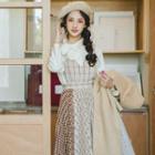 Check Panel Long-sleeve Mock Two-piece Top