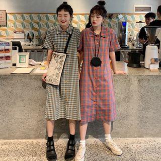 Short-sleeve Plaid Dress Skirt