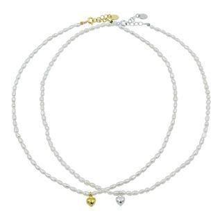 Heart Charm Fresh-water Pearl Necklace