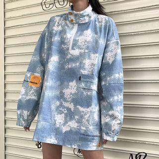 Long-sleeve Tie Dye Zip Placket Overhead Jacket