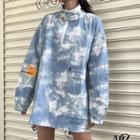 Long-sleeve Tie Dye Zip Placket Overhead Jacket