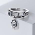 Cat Dangle Ring Silver - One Size