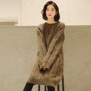Loose-fit Cable Knit Dress As Shown In Figure - One Size